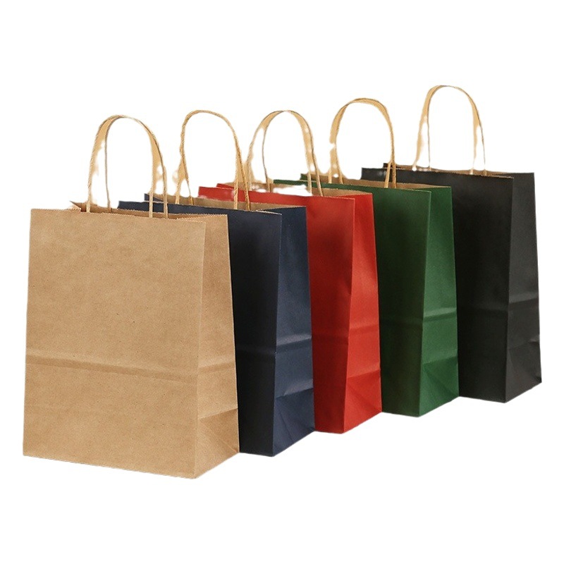 En stock bolsa de papel Kraft bolso al por mayor catering para llevar leche té café bolsa de embalaje ropa engrosada bolsa de papel personalización