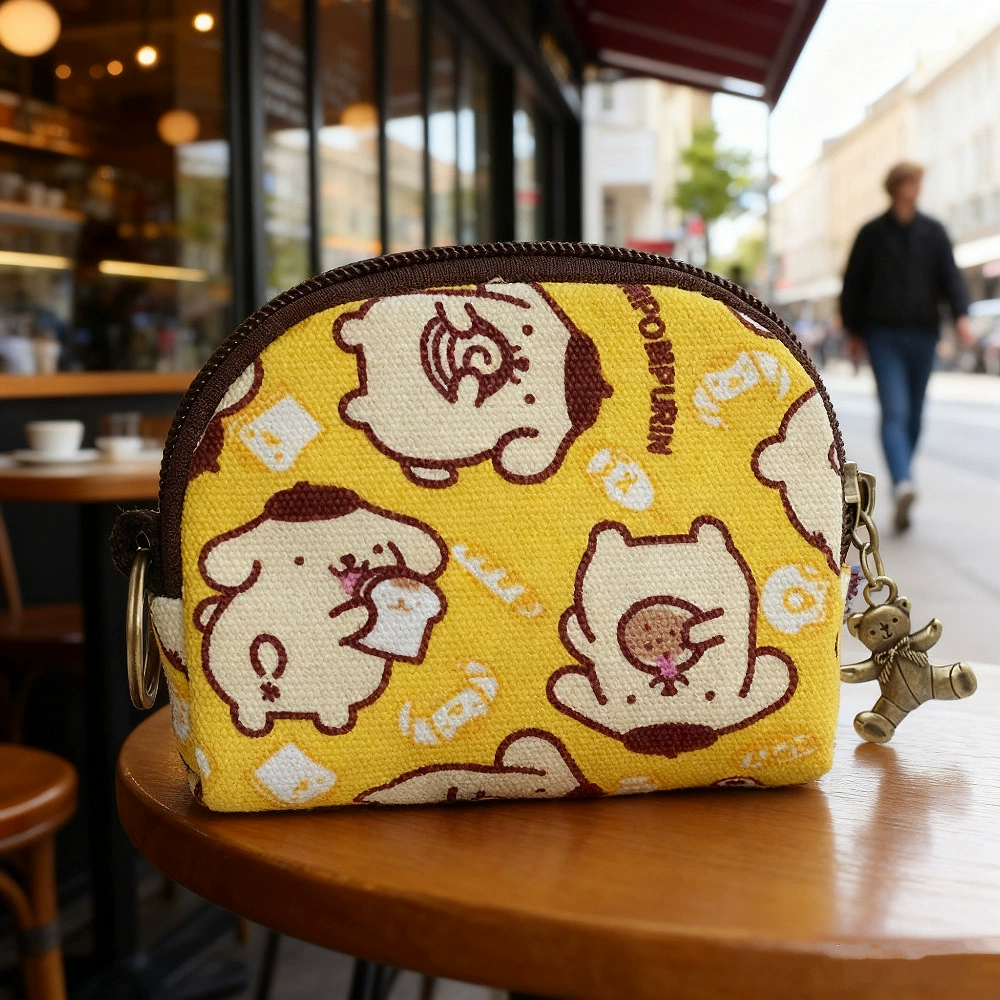 Cartoon Key Wallet Zipper Coin Pouch, Organizer Bag, Cotton Option, 11×2×9 cm