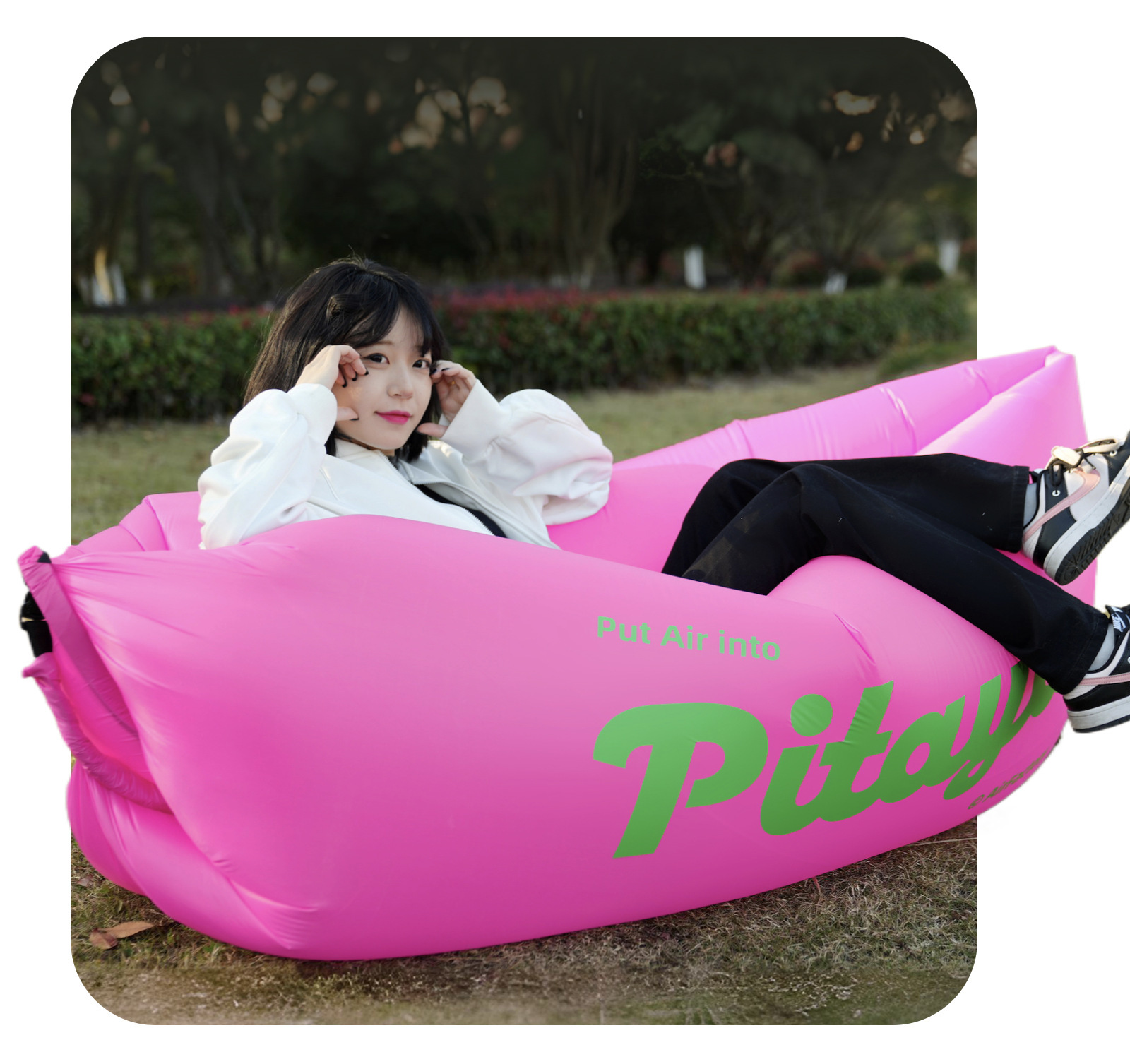 Festival de música al aire libre sofá infláble cama de aire conveniente picnic camping relajación almuerzo cojín perezoso