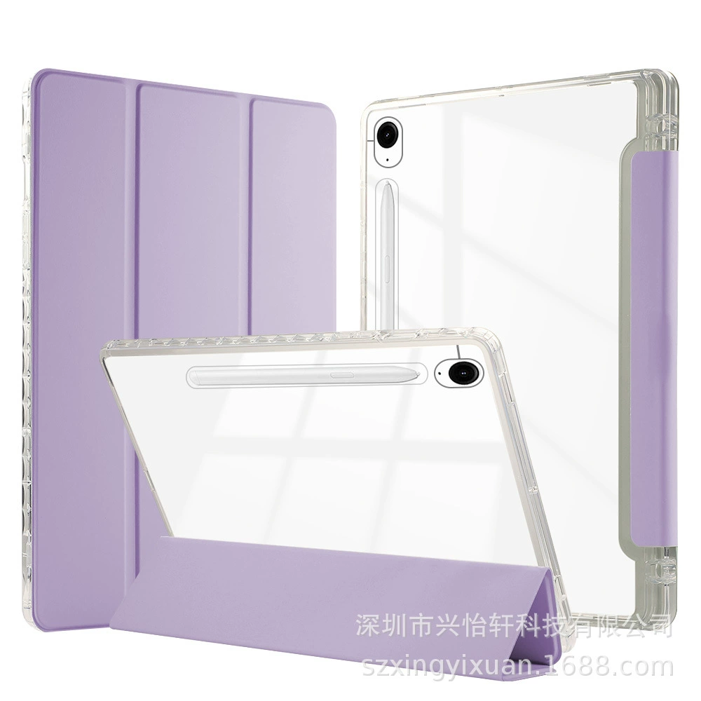 Protective Case (Samsung) Galaxy Tab S10 FE+ 13.1, transparent acrylic tri-fold stand with pen slot
