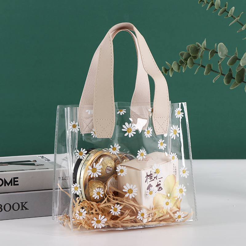 Bolsas de plástico de PVC transparentes bolsas de regalo estereoscópicas bolsas de regalo de compromiso caramelo de boda bolsas de regalo portátiles al por mayor