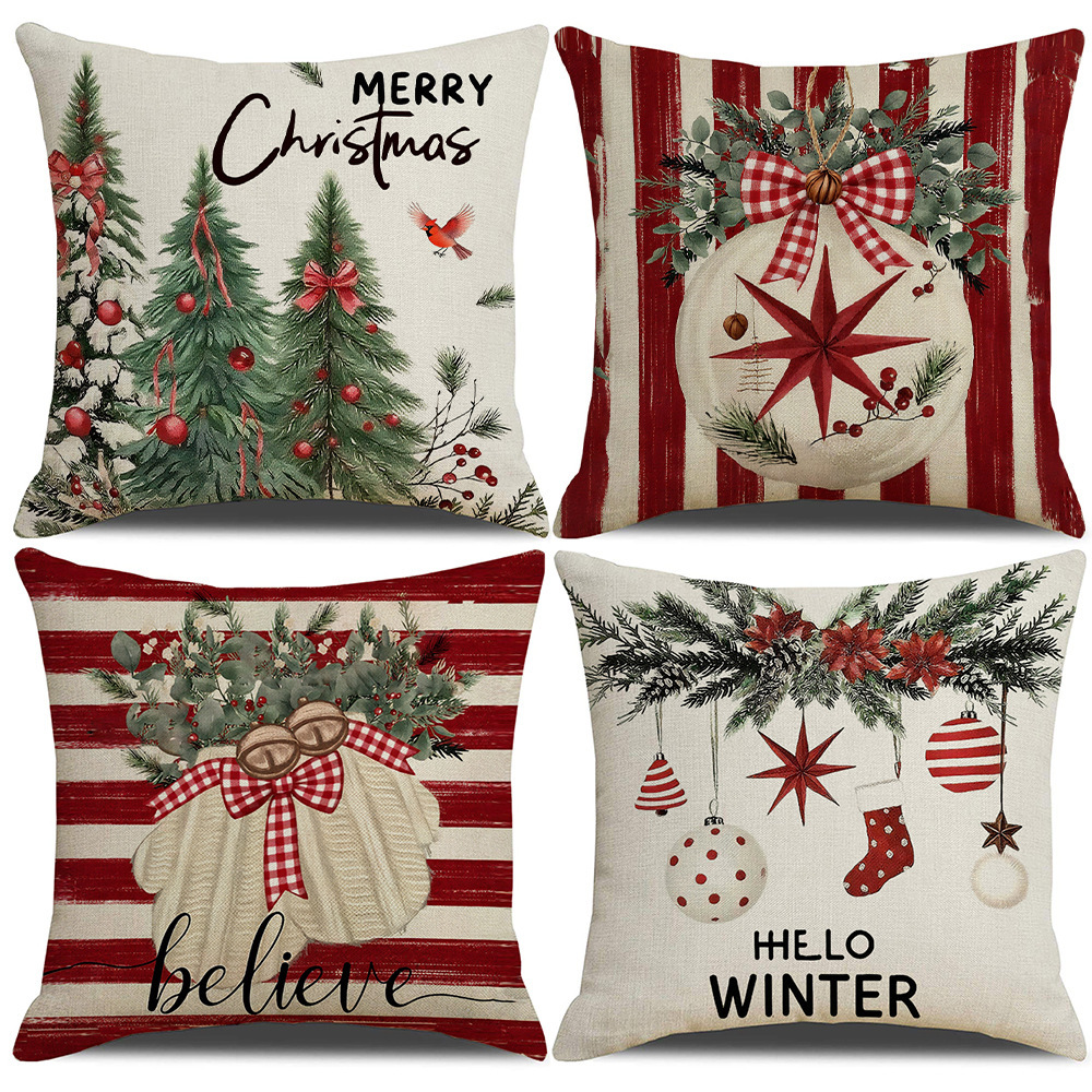 2025 Red Printed Pillowcase Cross-Border New Style Home Sofa Decorative Cushion Cover Bedroom Pillowcase Soft