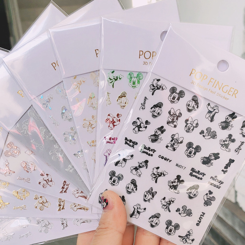 Mickey Nail Stickers Manufacturer In-Stock Cross-Border E-Commerce Accessories Cute Cartoon Mickey Mouse Nail Stickers