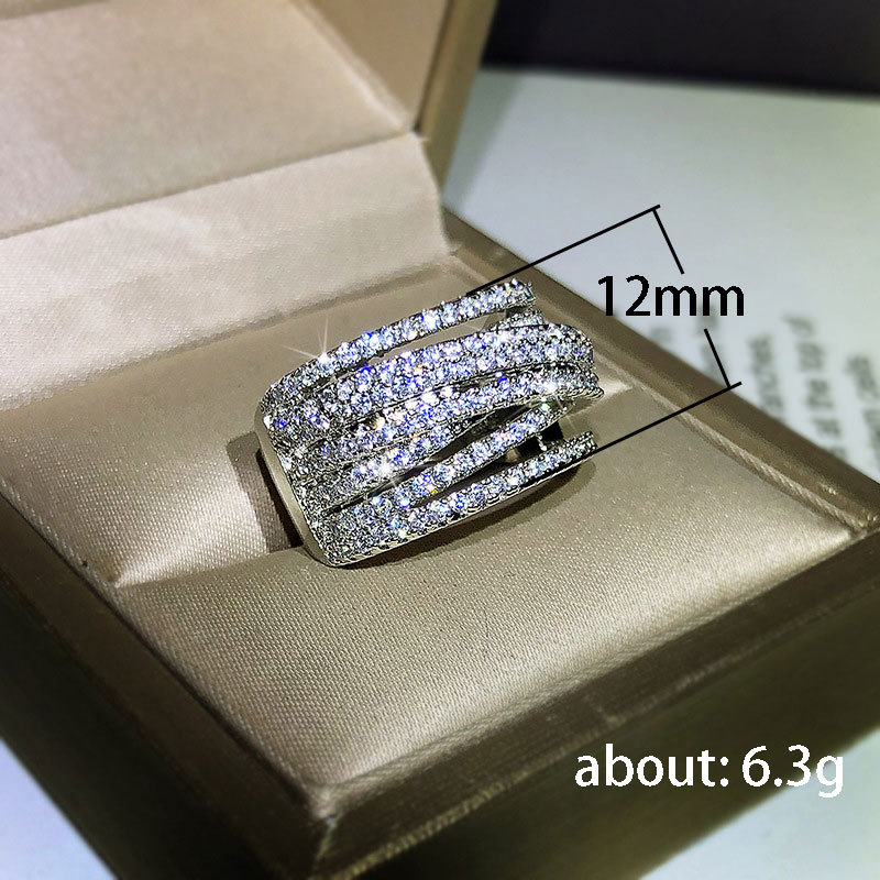 15g Weight Zircon Inlay Material Round Copper Exaggerated Shiny Rings