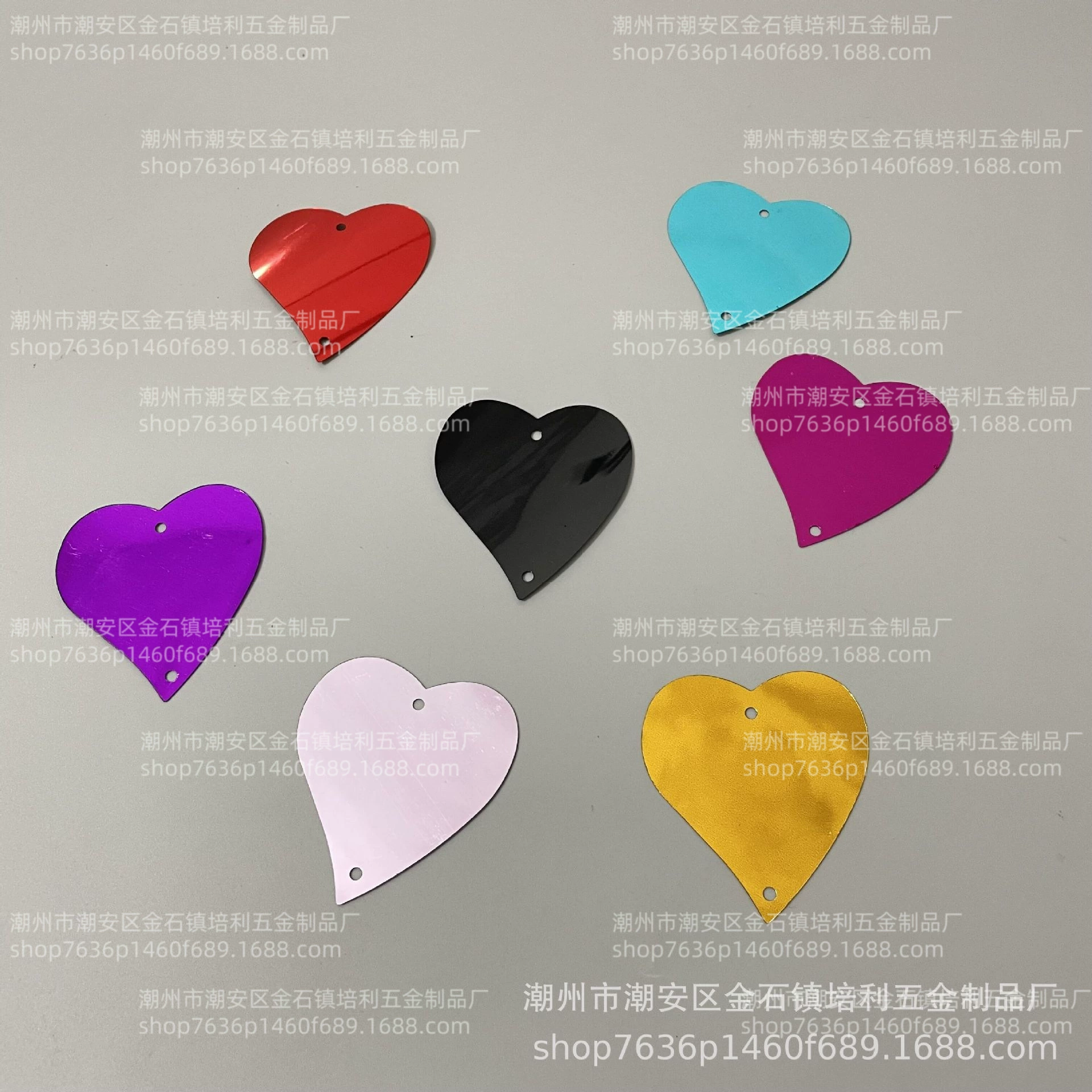 Red accessory handmade, nail sequins heart-shaped heart shaped, gold and silver, mirror effect