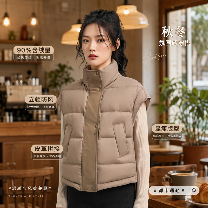New Women's Vest down Jacket Vest Liner Short Sleeveless Lightweight Inner Wear Autumn and Winter Round Neck down Liner New Women's Vest down Jacket Vest Liner Short Sleeveless Lightweight Inner Wear Autumn and Winter Round Neck down Liner