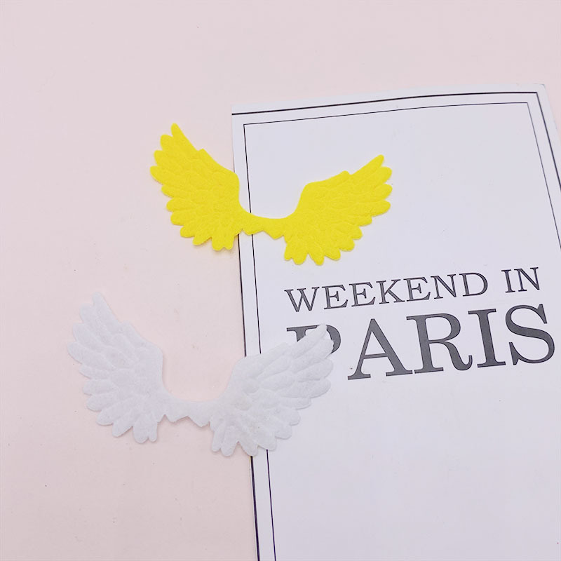 Ultrasónico fieltro alas de Ángel niños dibujos animados DIY pelo accesorios horquilla juguete muñeca ropa sombrero Accesorios