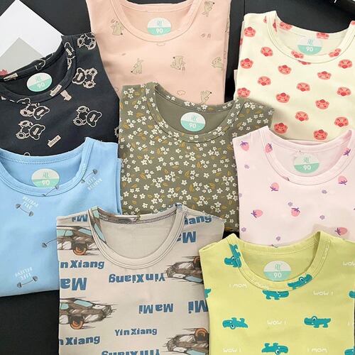Children's A-Grade Lacoste Cotton Pajama Set for Boys and Girls, Autumn Top and Bottom Set, Small Kids Warm Innerwear Set for Dropshipping