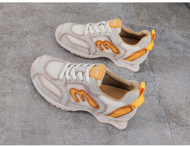 Giày sneaker nữ da thật phong cách cổ điển đế bệt — màu be chi tiết 11