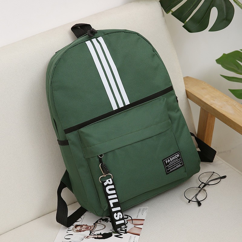 Nueva lona de tres barras mochila de moda coreana mochila de escuela secundaria mochila de viaje para hombres y mujeres mochila de escuela secundaria