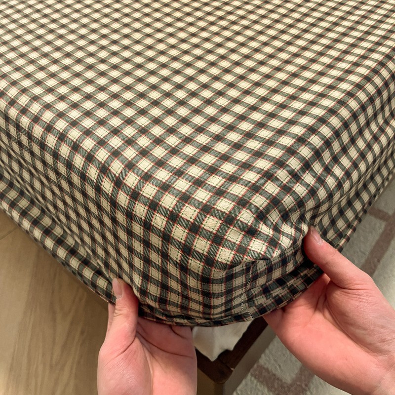2025 nuevo estilo Clase A de algodón de grado materno e infantil Hilo de una sola capa a cuadros Sencillo de cama de textiles para el hogar Nantong simple Funda de cama