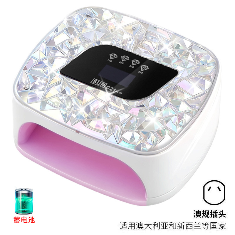 Lámpara de manicura de almacenamiento de doble fuente de luz inteligente de manicura de secado rápido UV doble fuente de luz de diamante de manicura de luz de larga duración