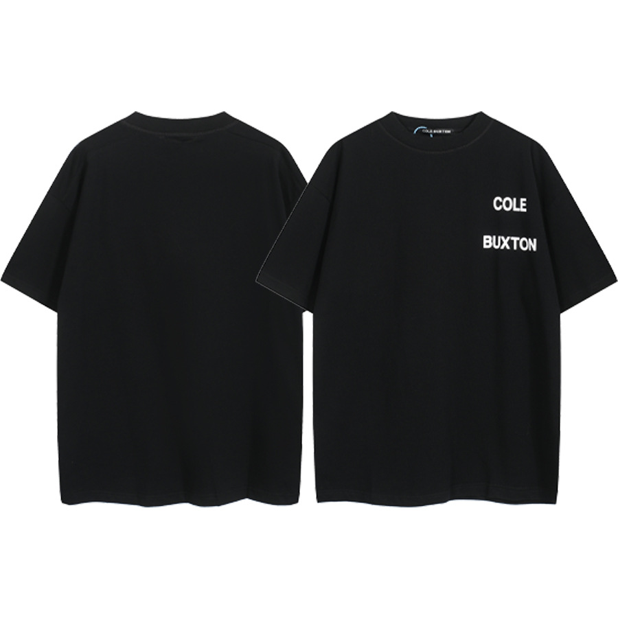 Versión alta Cole Buxton London Limited Silver Pink Letter Lema Impreso Hombre suelto Casual Camiseta de manga corta