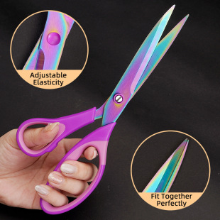 Household Tailor Shears Sewing Combination Shears Multi-functional Hand-made Shears Office Shears Stainless Steel Three-piece Titanium Plated Scissors