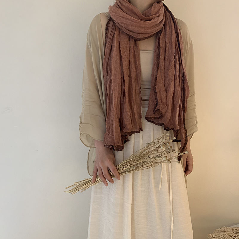 Cotton and Linen Scarves for Women, Fashionable Air-Conditioned Shawls, Autumn and Winter Travel Photo Capes, Retro Literary Silk Scarves, Wholesale