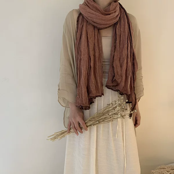 Cotton and Linen Scarves for Women, Fashionable Air-Conditioned Shawls, Autumn and Winter Travel Photo Capes, Retro Literary Silk Scarves, Wholesale