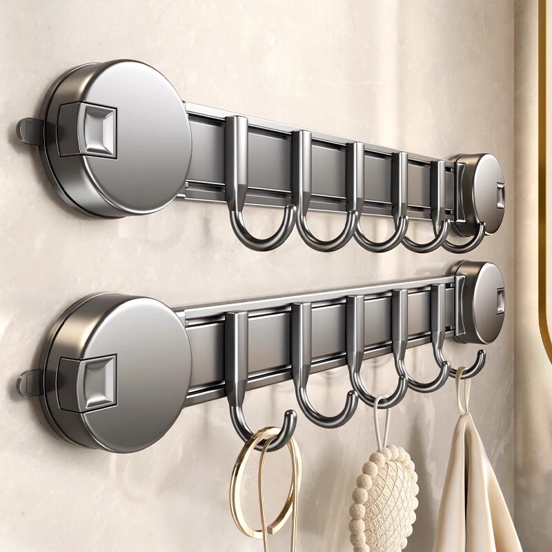 Suction Cup Hook Adhesive Hook Strong Load-Bearing Adhesive Storage Rack Row Hook Wall-Mounted No-Drill Bathroom Door Back Clothes Hanging Tool