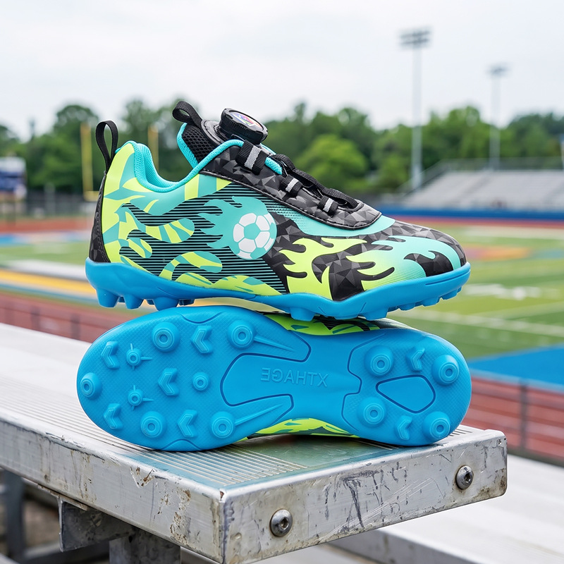 2026 New Cross-Border Model Boys' and Girls' Soccer Shoes with Long Studs and Rotating Buckle Design for Student Daily Training