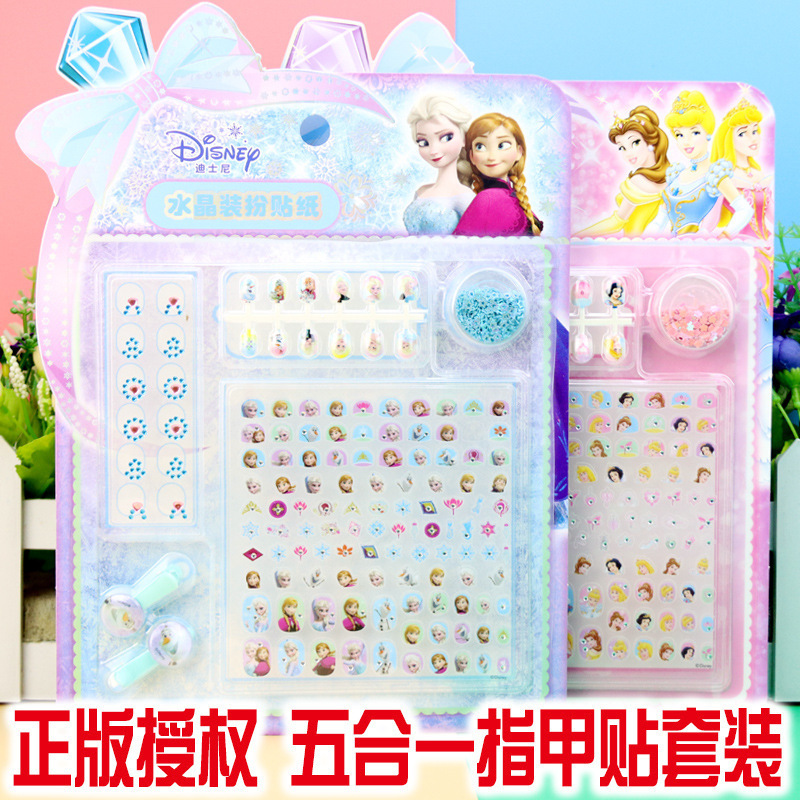 Children's Cartoon Frozen Princess Nail Ringer Gem Hairpin Nail Fake suit Nail Sticker