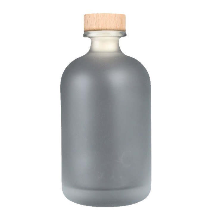 Botella de vidrio esmerilado transparente al por mayor botella de vino de fruta casera de cerveza botella de vino vacía botella de vodka botella de vino de ciruela cubierta de madera