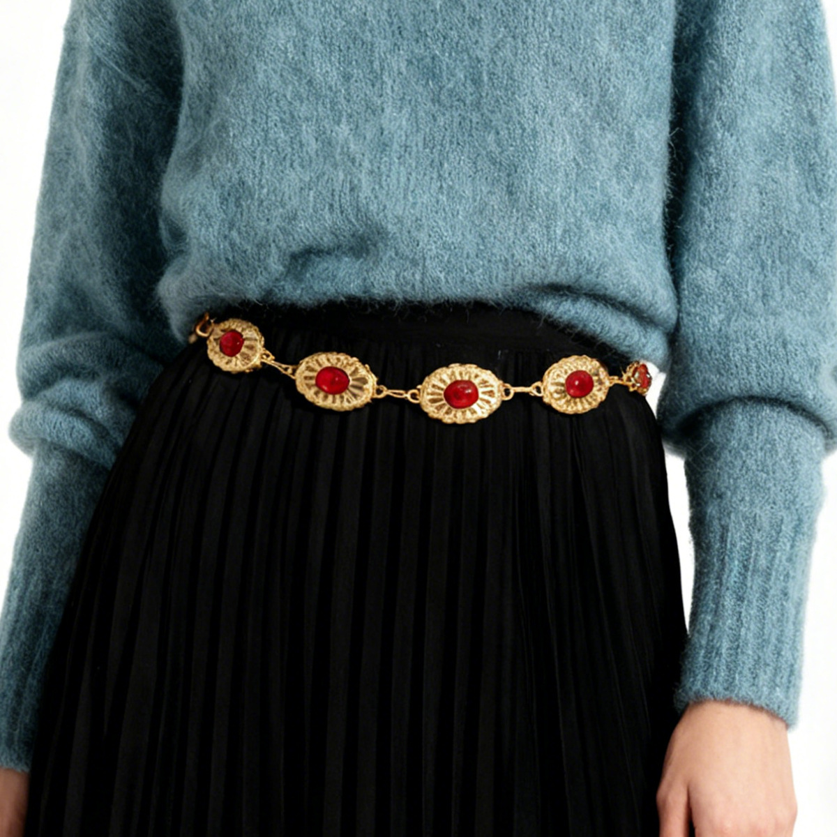 Böhmische Türkis Bauchkette Vintage Ethno Körperkette Für Damen_voghion.com