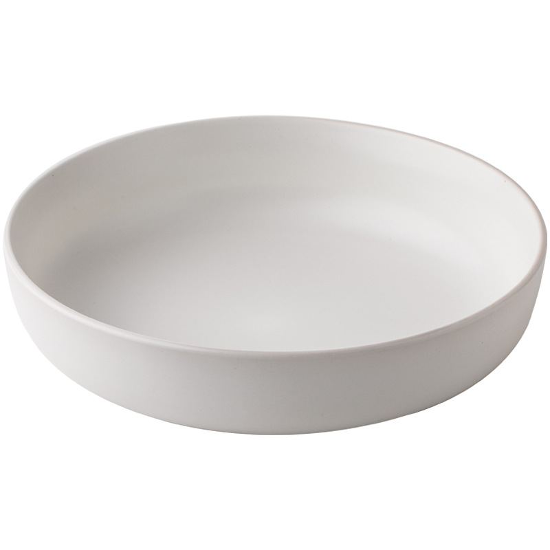 Cuencos de cerámica de 8 pulgadas cuencos de ensalada blancos simples cuencos de platos profundos matos