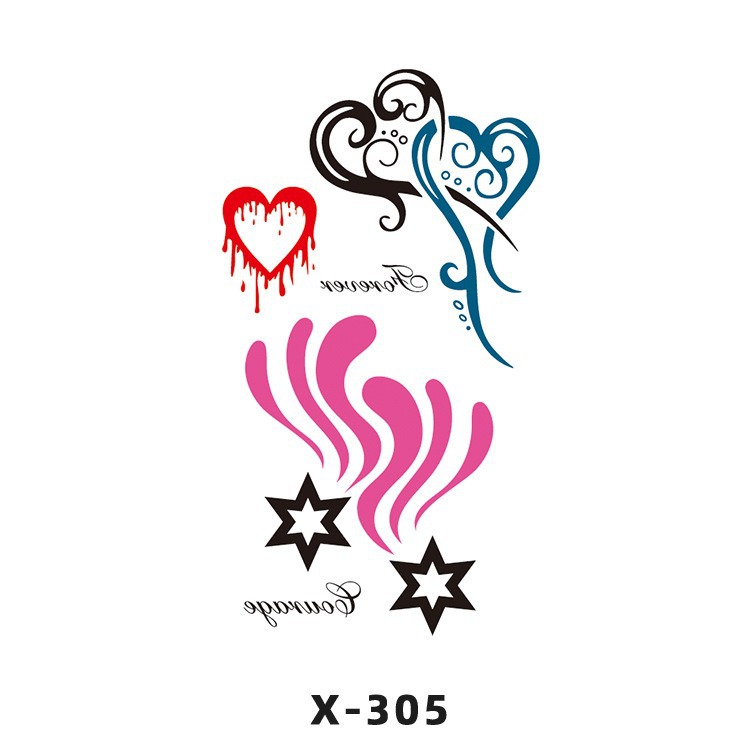 Arco de flor pequeña pegatinas de tatuaje fresco 3D dibujos animados transfronterizo Henna rosa impermeable texto en inglés pegatinas de tatuaje