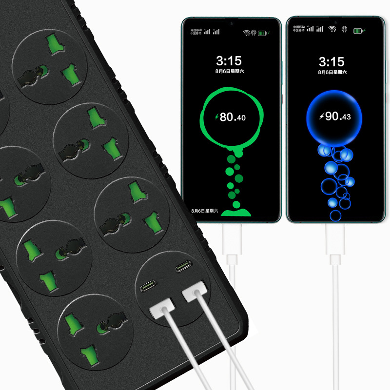 B08 foreign trade cross-border USB socket 7-hole power strip household corded power strip charging terminal board American standard power strip wholesale