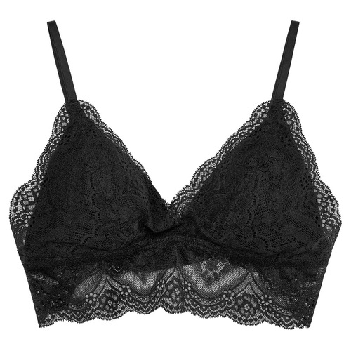 瑜悦新款性感蕾丝女士真丝内衣法式少女双排扣三角杯文胸批发