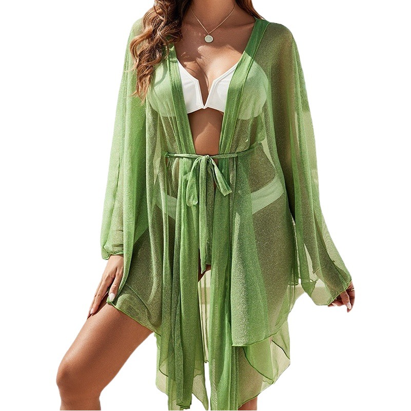 Transfronterizo Amazon moda europea y americana sexy profunda V blusa playa Playa Sol protección camisa casual suelta encaje vestido de la cubierta image 1