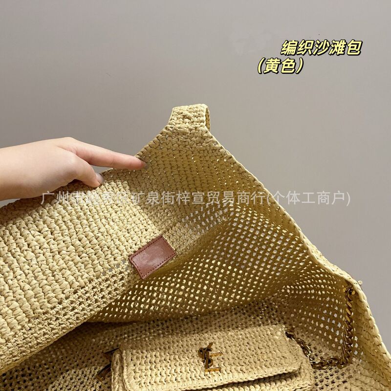 高版本Y家夏季新款拉菲草编托特包休闲大容量通勤手提单肩腋下包|undefined