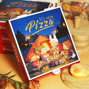 New Product Picnic Outing Year of the Dragon Pizza Box Takeaway Pizza Packaging Box 8inch Corrugated Thickeneded Environmentally Friendly