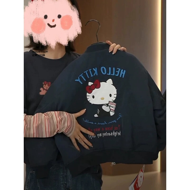 Girls Baseball Jacket Autumn 2025 New Style Children's Kitty Cat Embroidered Jacket Girls Autumn Trendy