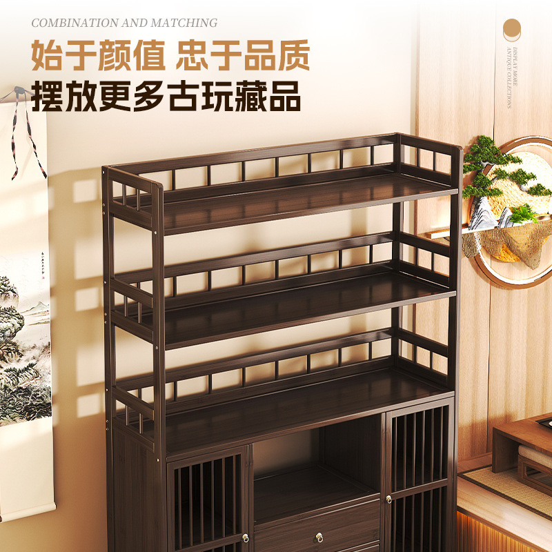 纯实木中式博古架桌上立式置物柜紫砂壶摆放架小型茶台茶杯收纳架|undefined
