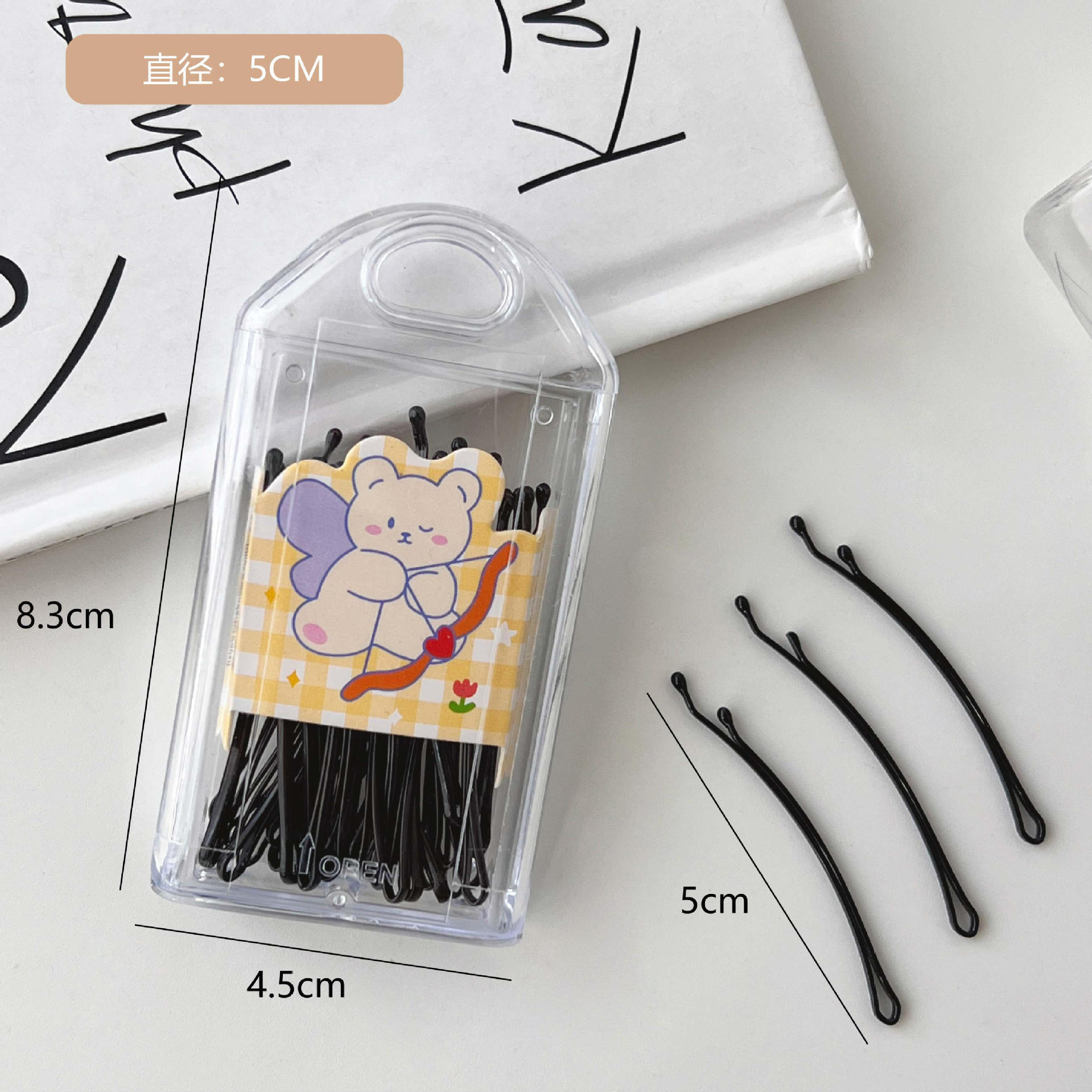 Venta caliente 100 bolsas clip de pintura en aerosol negro clip de acero horquilla rota flequillo clip hombres y mujeres mismo estilo clip de pelo