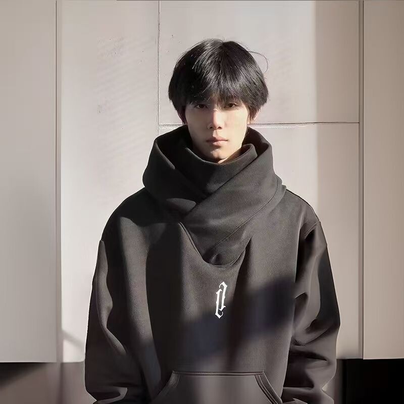 Spring and Autumn Sweatshirt Heavy Industry Society Phobia Heavyweight Turtleneck Sweatshirt Men's Hooded Trendy Brand American Jacket Couple Wear Sweatshirt