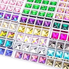 平底の手の縫いの正方形のドリルのガラスの平ボタンの手の縫いのドリルのdiyのドレスのウェディングドレスのアクセサリ