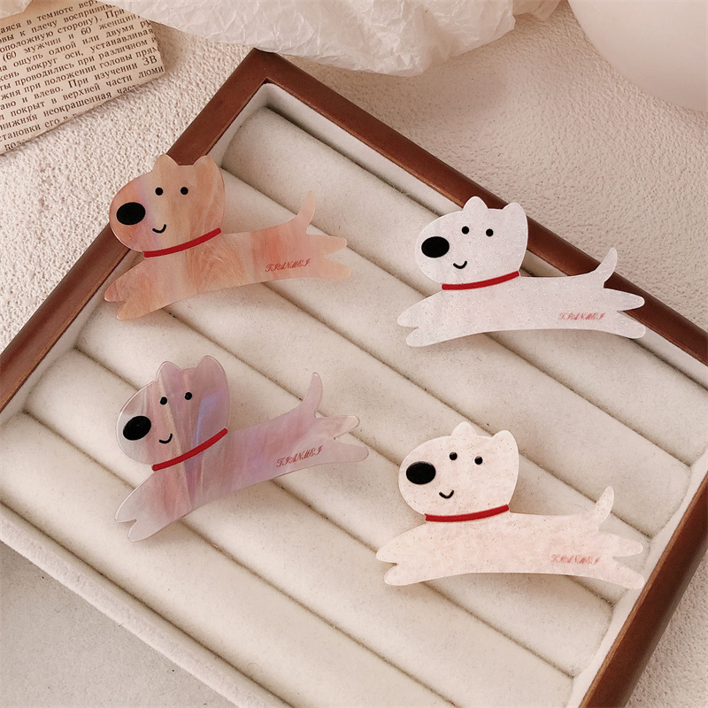 Diversión adolescente dulce acrílico perrito clip de cabello de dibujos animados lateral clip de bang clip de cabello adorable clip de boca de pato tocado