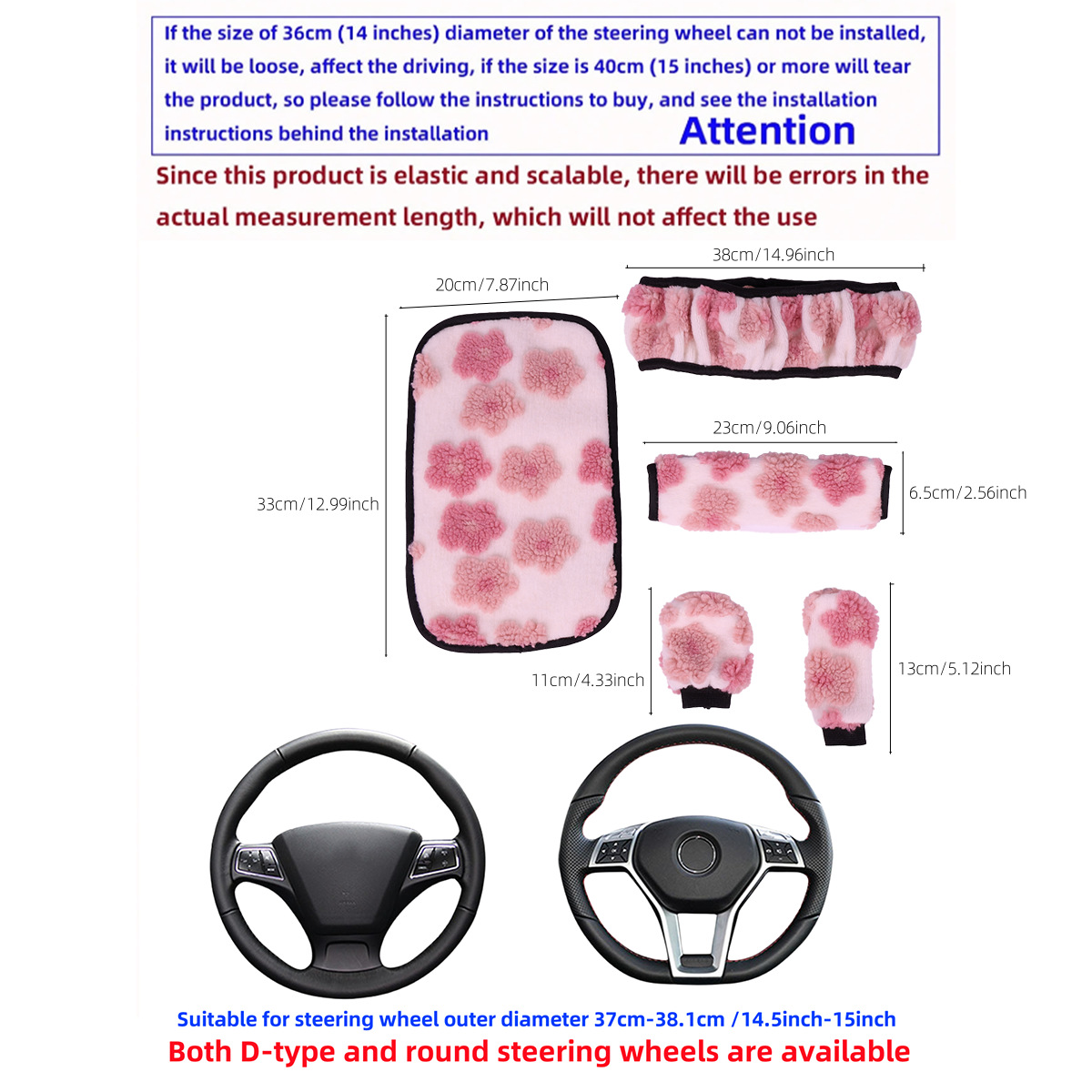 New Floral Lamb Wool Car Armrest Box Mat in Vibrant Red, Cross-Border Dropshipping