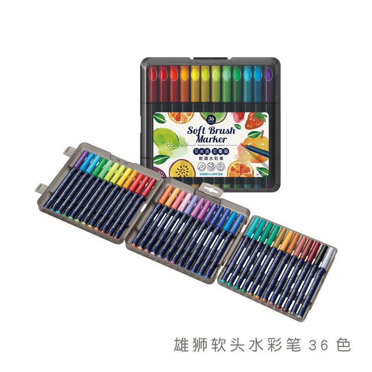雄狮 Watercolour, карандаши восковые, набор, цветные карандаши, художественная кисть, смываемые, 24 цвета, 36 цветов