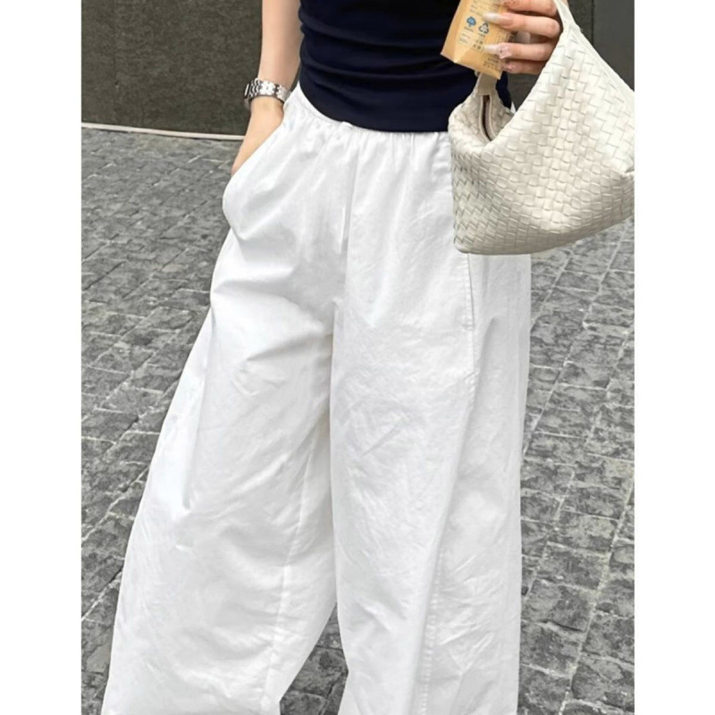 ビッグブランド多用途レディースパンツミニマリストホワイトワイドレッグパンツ女性のための春と夏の2025新しいルーズスリムカジュアルパンツ|undefined