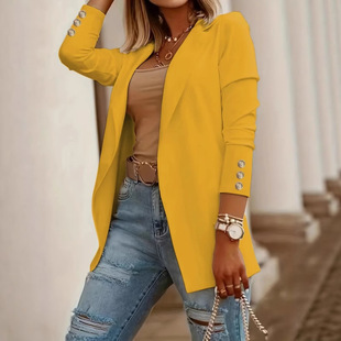 2024 New AliExpress Amazon European and American Women's Fashion Jacket Coat Long Sleeve Suit Women