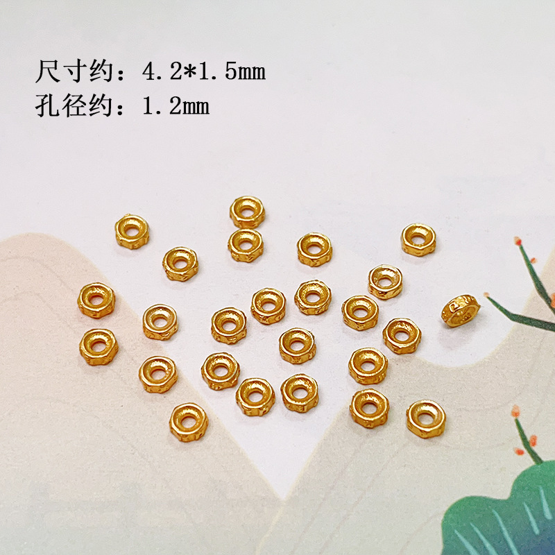 S925 Silver Gold Plated Straight Tube Snowflake Spacer Disc Coin Bead Flash Bead Bracelet Necklace Wen Play Beaded Accessories