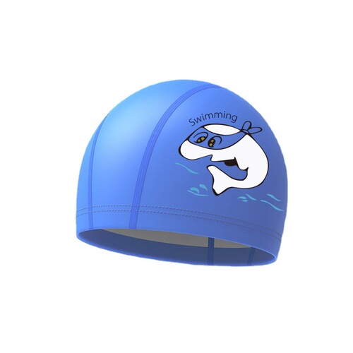 Children's swimming cap new equipment wholesale boys and girls baby cartoon fashion PU waterproof ear protection student swimming cap