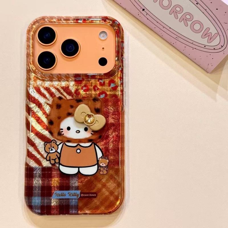 可爱棕色拼接立体蝴蝶结猫咪适用iPhone17promax苹果16手机壳15女|undefined