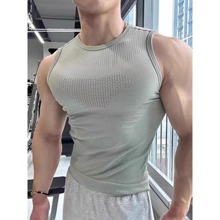 American Summer Men's Running and Cycling Fitness Sports Sleeveless Vest High Elastic Breathable Sweat-Wicking Quick-Drying Short-Sleeved Vest