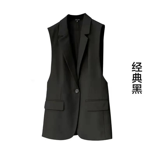 Women's Autumn New Loose Outerwear Suit Vest Sleeveless Spring and Autumn Sleeveless Blazer Vest Backless Jacket Women