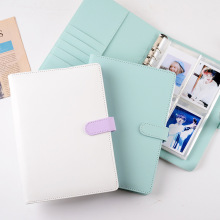 拼色皮革磁扣款贴纸收纳册A5活页日系贴纸手帐收纳册相册3寸5寸7