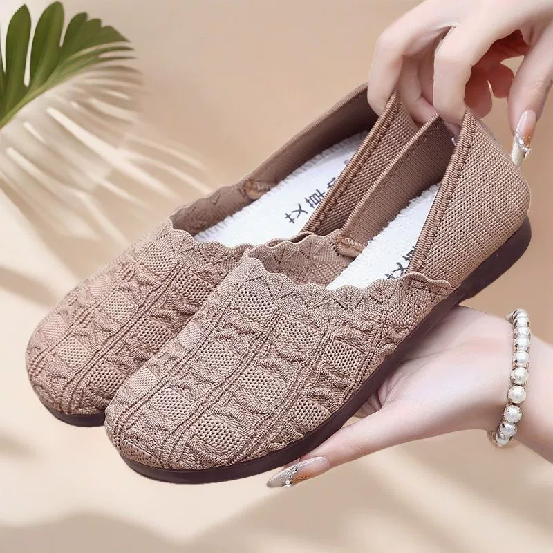 Плоская нижняя одиночная обувь, нескользкая мягкая подошва, неглубокая мама обувь весной