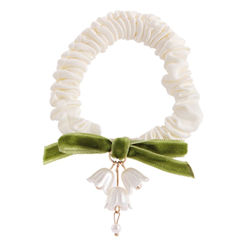 Mori orquídea diadema verano niñas lazo del pelo banda de goma de alta elástico durable banda de pelo de la celebridad de Internet cuerda de pelo cubierta de cuero